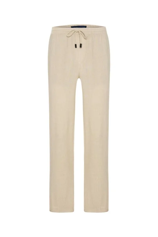 Hemington - Saf Keten Bağcıklı Krem Pantolon (6)