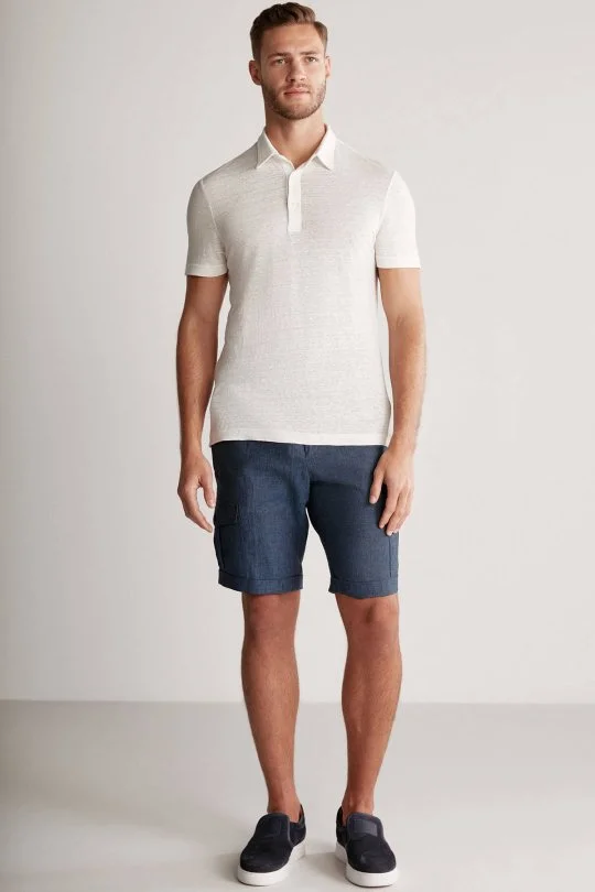 Hemington - Saf Keten Beyaz Polo Yaka T-Shirt (2)