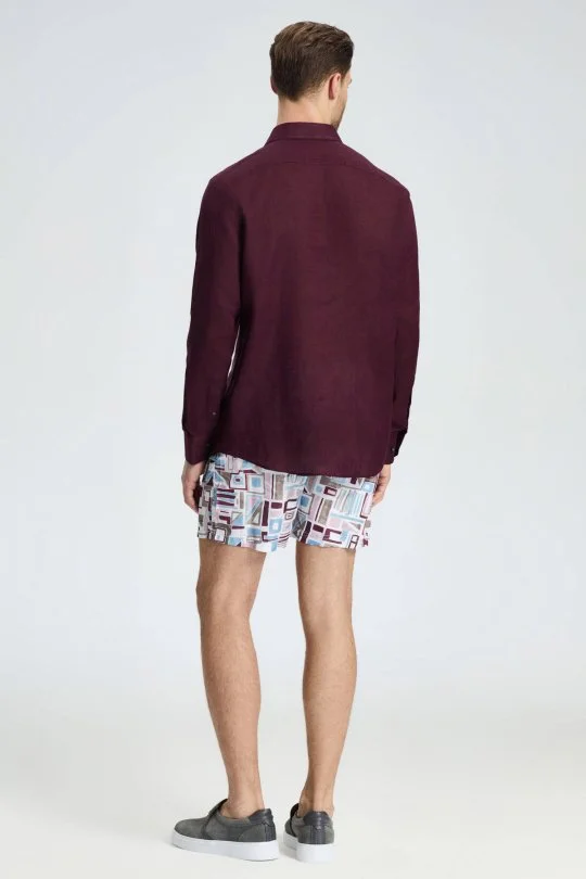 Hemington - Bordo Saf Keten Spor Gömlek (3)