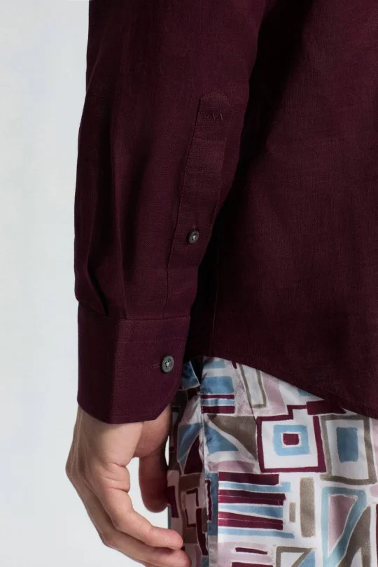 Hemington - Bordo Saf Keten Spor Gömlek (6)