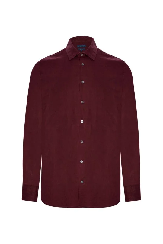 Hemington - Bordo Saf Keten Spor Gömlek (7)