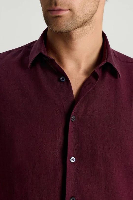 Hemington - Bordo Saf Keten Spor Gömlek (3)