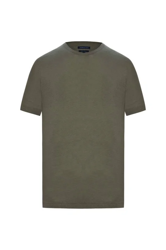 Hemington - Saf Keten Haki Bisiklet Yaka T-Shirt (7)