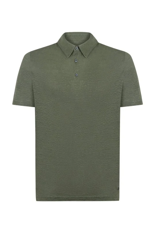 Hemington - Saf Keten Haki Polo Yaka T-Shirt (7)