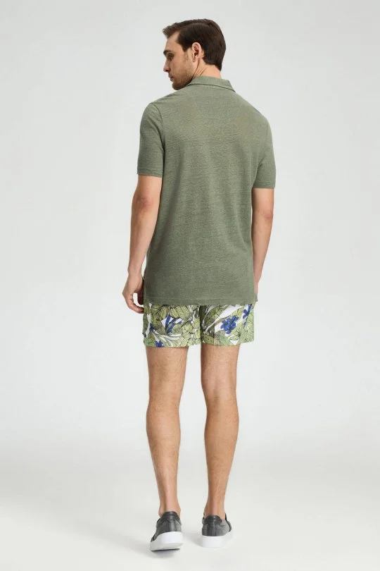 Hemington - Saf Keten Haki Polo Yaka T-Shirt (5)