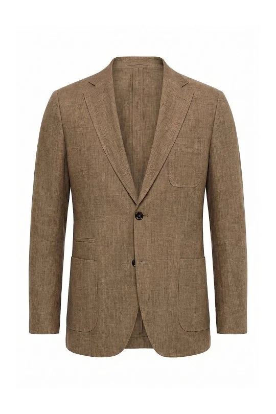 Hemington - Saf Keten İtalyan Kumaş Kahverengi Blazer Ceket (9)