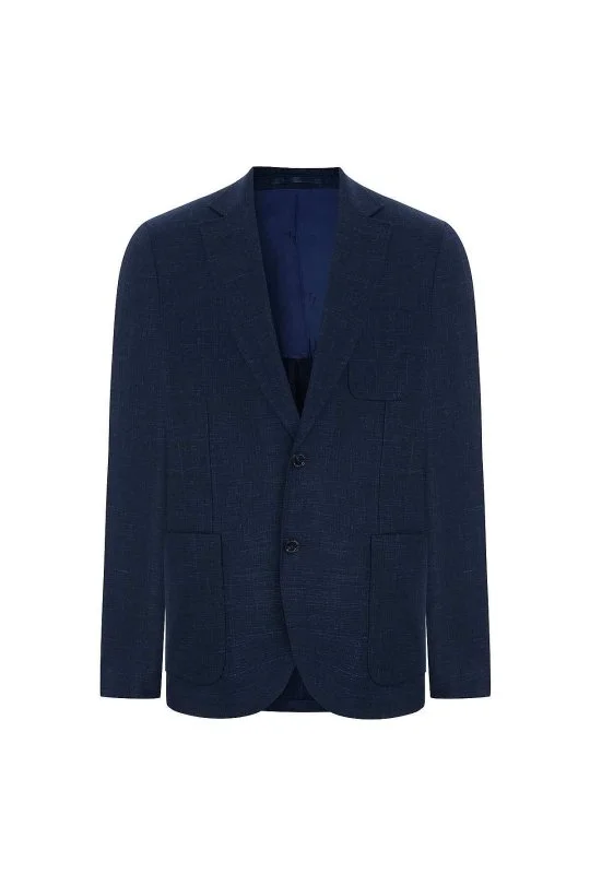 Hemington - Saf Keten İtalyan Kumaş Lacivert Blazer Ceket (9)