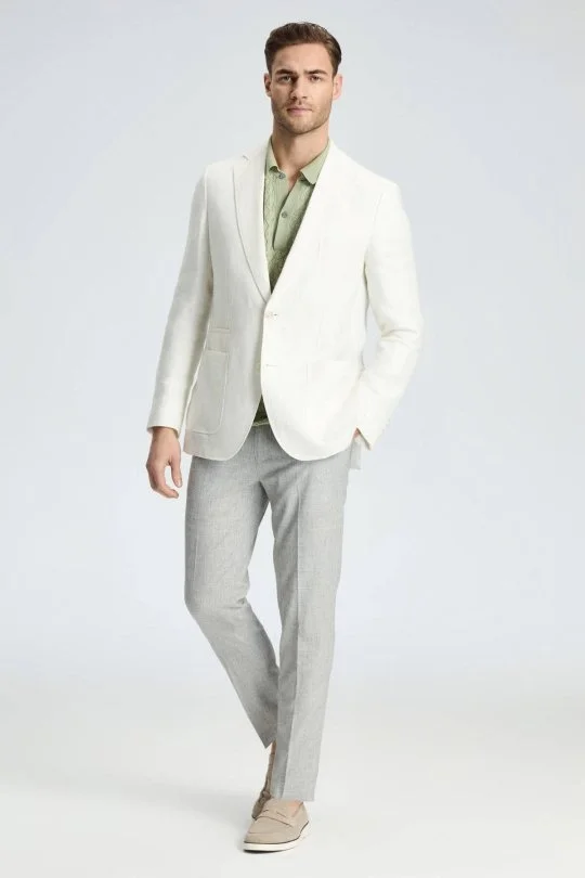 Hemington - Saf Keten Kırık Beyaz Yazlık Blazer Ceket (1)