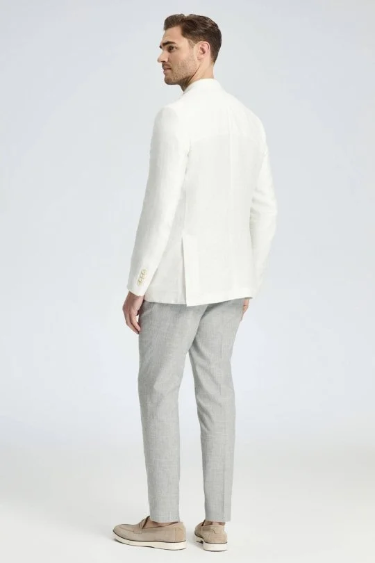 Hemington - Saf Keten Kırık Beyaz Yazlık Blazer Ceket (5)