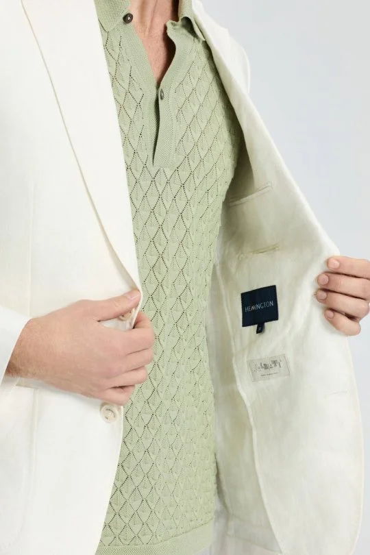 Hemington - Saf Keten Kırık Beyaz Yazlık Blazer Ceket (6)