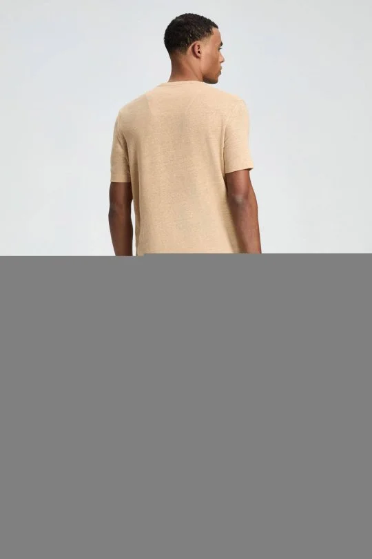 Hemington - Saf Keten Kum Rengi Bisiklet Yaka T-Shirt (5)