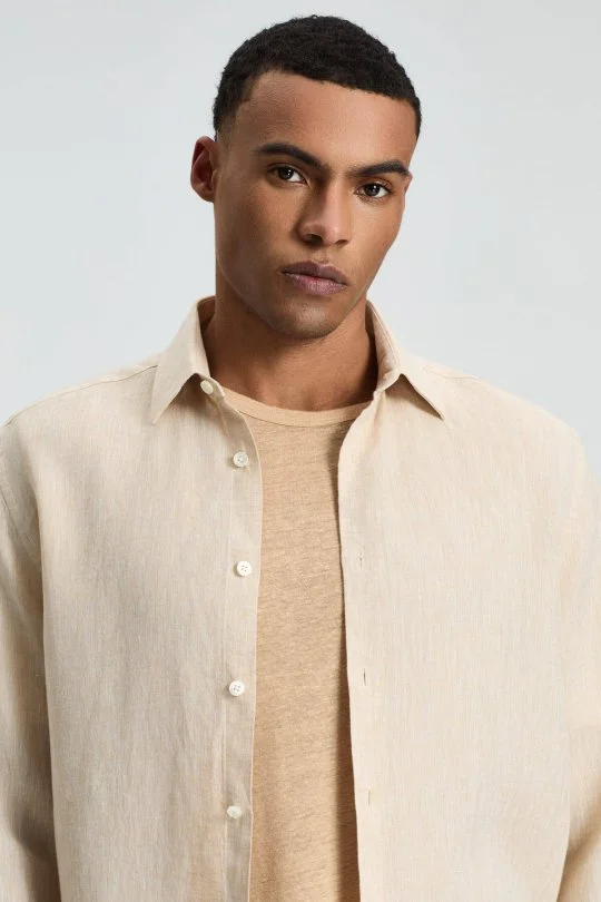 Hemington - Kum Rengi Saf Keten Spor Gömlek (1)