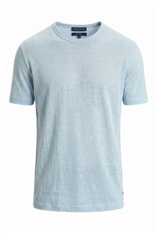 Hemington - Saf Keten Mavi Bisiklet Yaka T-Shirt (7)