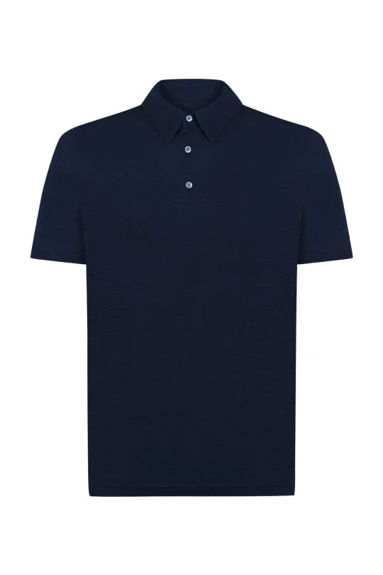 Hemington - Saf Keten Lacivert Polo Yaka T-Shirt (6)