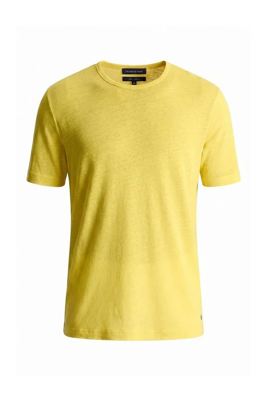Hemington - Saf Keten Sarı Bisiklet Yaka T-Shirt (6)