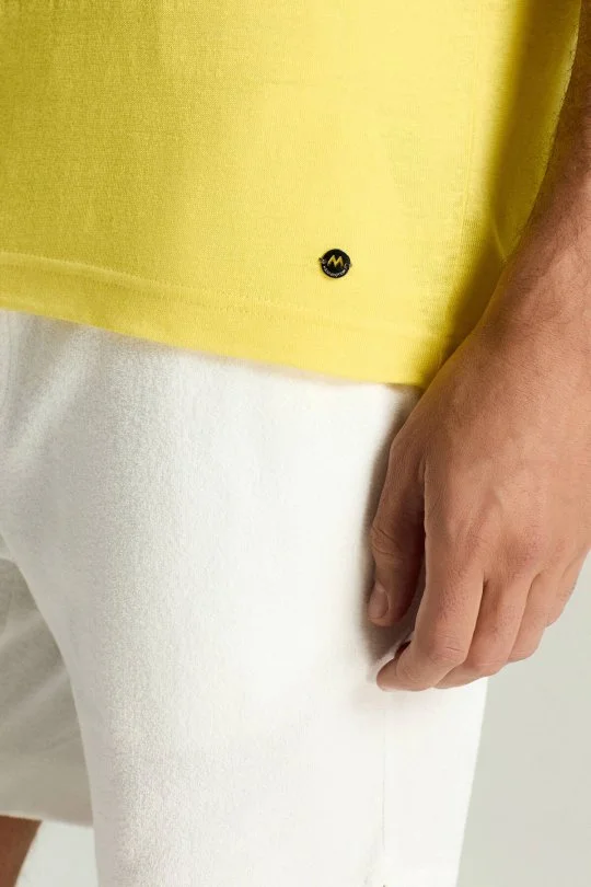 Saf Keten Sarı Polo Yaka T-Shirt
