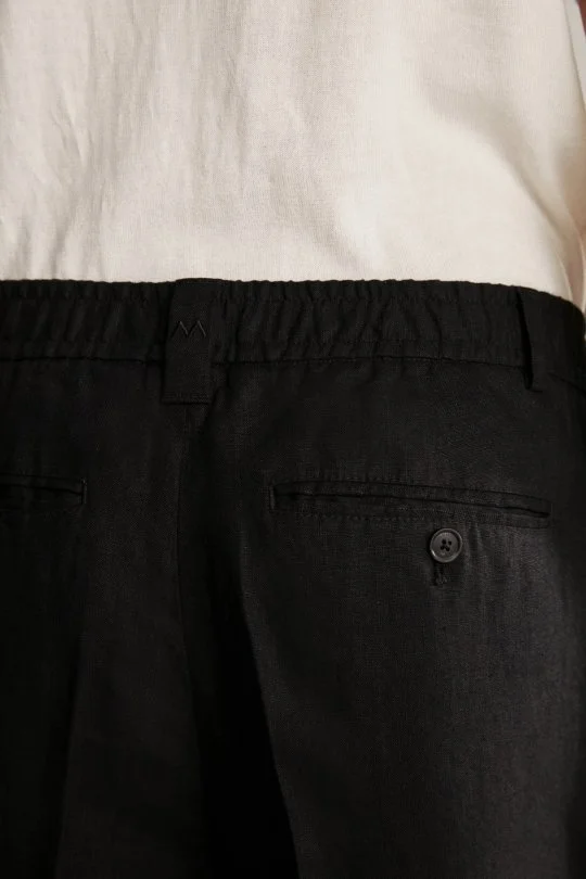 Hemington - Saf Keten Siyah Pileli Pantolon (7)