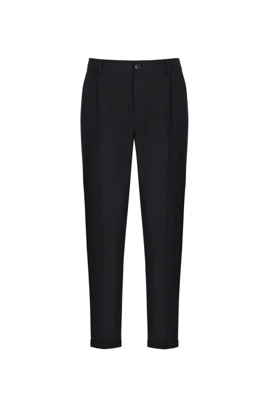 Hemington - Saf Keten Siyah Pileli Pantolon (8)