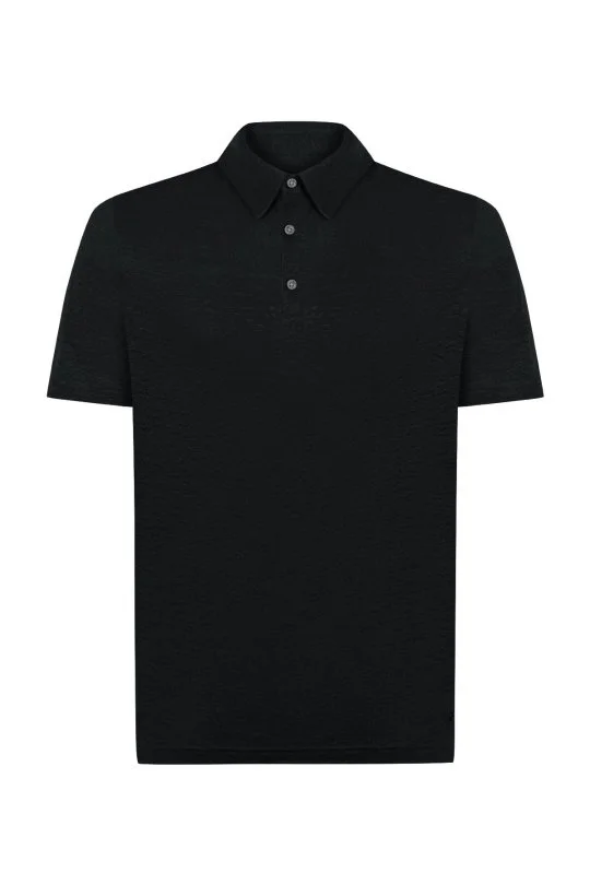 Hemington - Saf Keten Siyah Polo Yaka T-Shirt (7)