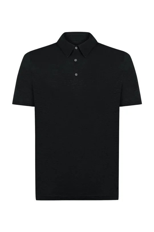 Hemington - Saf Keten Siyah Polo Yaka T-Shirt (8)