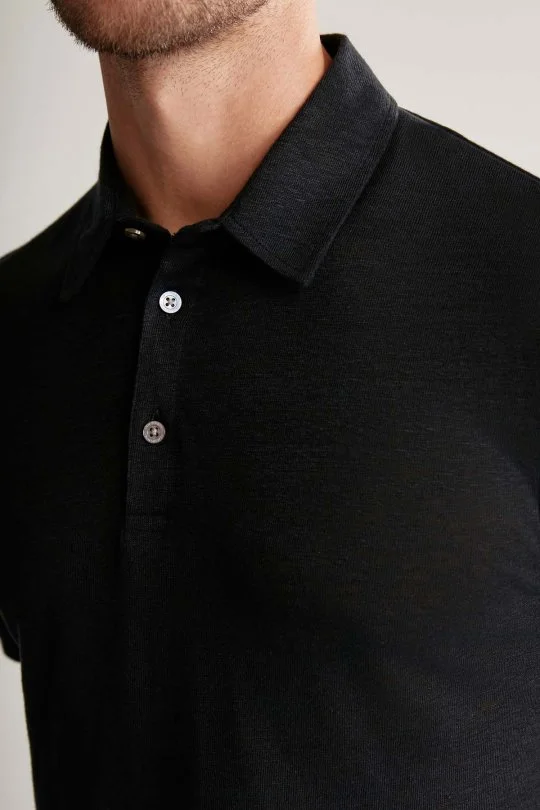 Hemington - Saf Keten Siyah Polo Yaka T-Shirt (6)