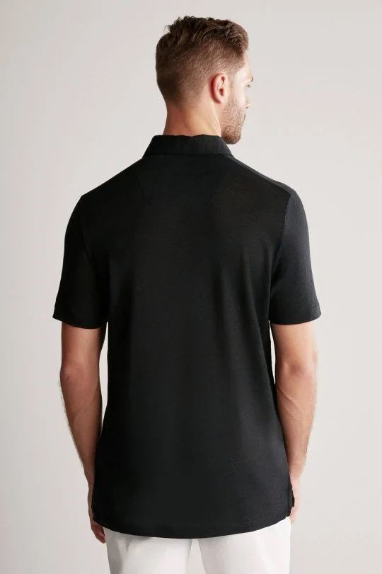 Hemington - Saf Keten Siyah Polo Yaka T-Shirt (4)