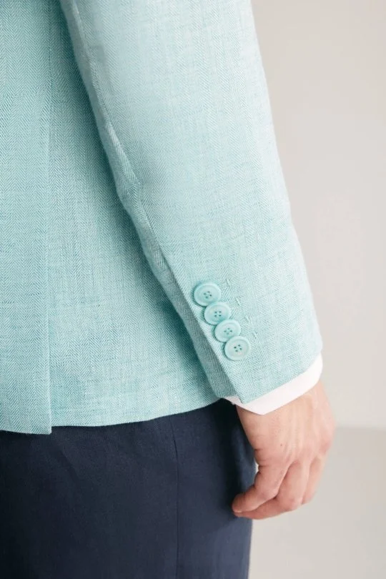 Hemington - Saf Keten Turkuaz Yazlık Blazer Ceket (7)