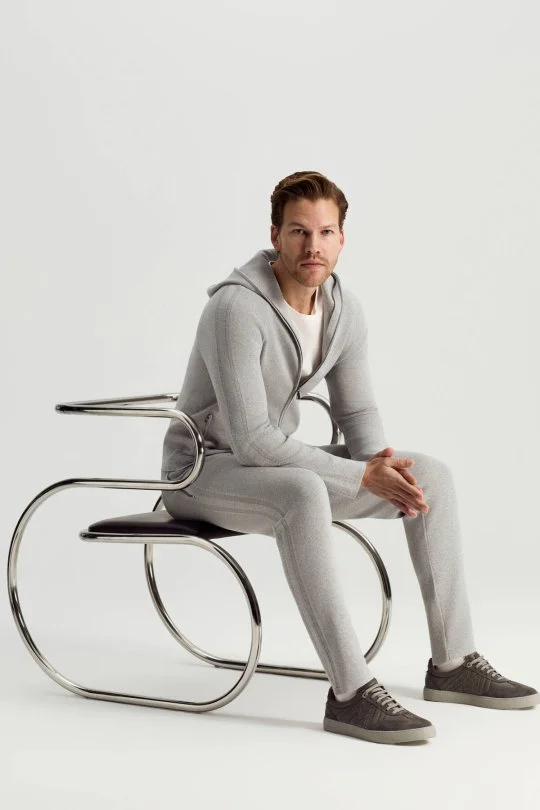 Hemington - Saf Pamuk Bağcık Detaylı Açık Gri Slim Fit Triko Pantolon (1)