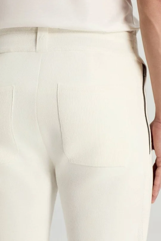 Hemington - Saf Pamuk Bağcık Detaylı Beyaz Slim Fit Triko Pantolon (4)