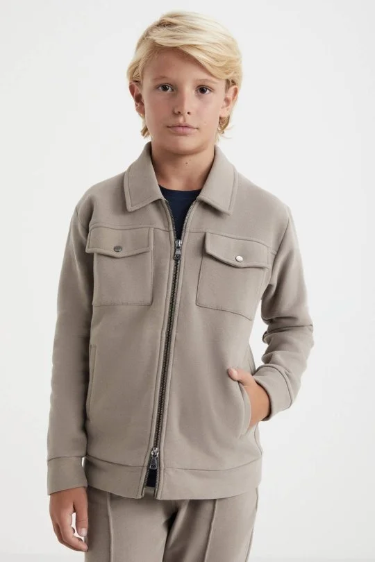 Hemington - Saf Pamuk Bej Çocuk Spor Ceket (4)