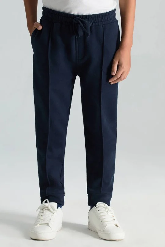 Hemington - Saf Pamuk Beli Lastikli Lacivert Jogger Çocuk Pantolon (1)