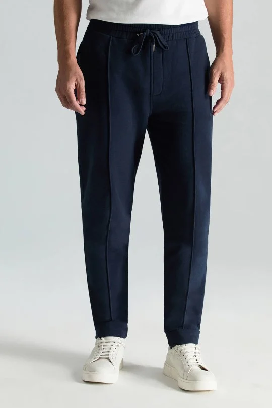 Hemington - Saf Pamuk Beli Lastikli Lacivert Jogger Pantolon (1)