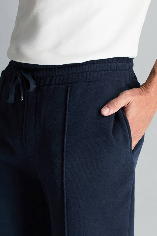 Saf Pamuk Beli Lastikli Lacivert Jogger Pantolon