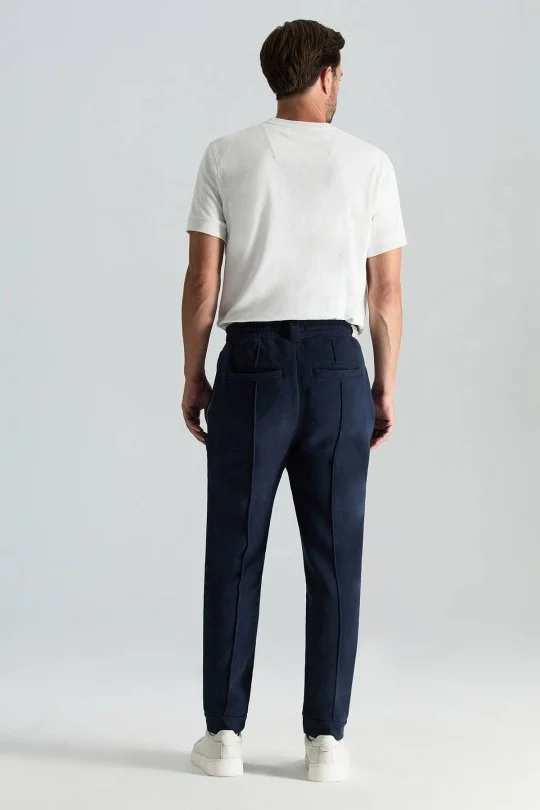 Hemington - Saf Pamuk Beli Lastikli Lacivert Jogger Pantolon (3)