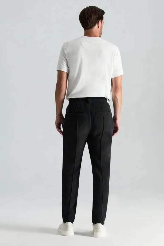 Hemington - Saf Pamuk Beli Lastikli Siyah Jogger Pantolon (3)