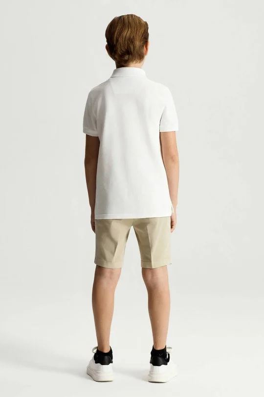 Saf Pamuk Beyaz Polo Yaka Çocuk T-Shirt