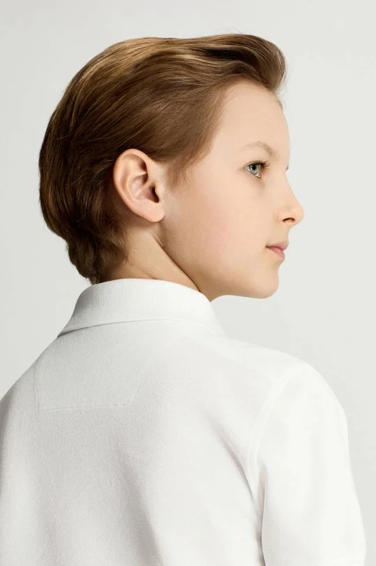 Saf Pamuk Beyaz Polo Yaka Çocuk T-Shirt