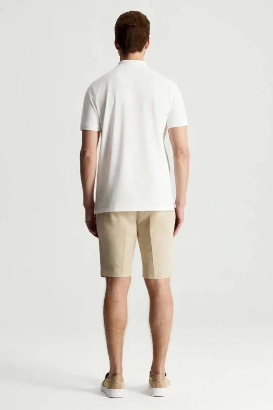 Saf Pamuk Beyaz Polo Yaka T-Shirt