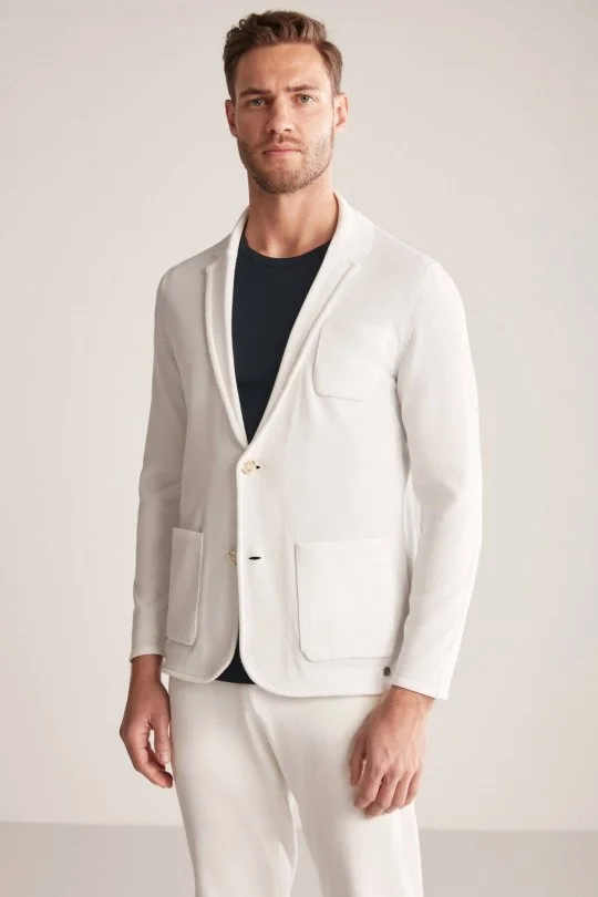 Hemington - Saf Pamuk Beyaz Triko Ceket