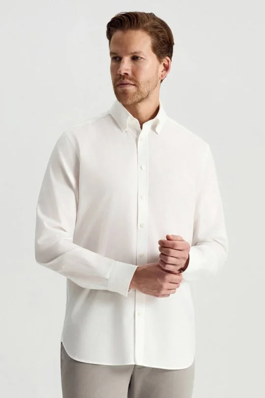 Hemington - Saf Pamuk Beyaz Yazlık Oxford Gömlek (3)