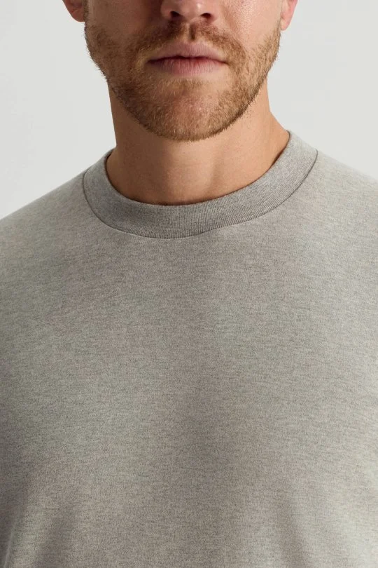 Hemington - Saf Pamuk Bisiklet Yaka Açık Gri Basic T-Shirt (3)