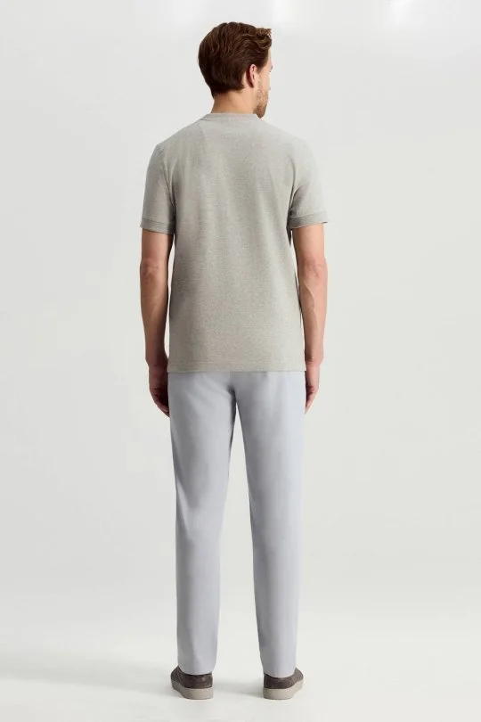 Hemington - Saf Pamuk Bisiklet Yaka Açık Gri Basic T-Shirt (5)