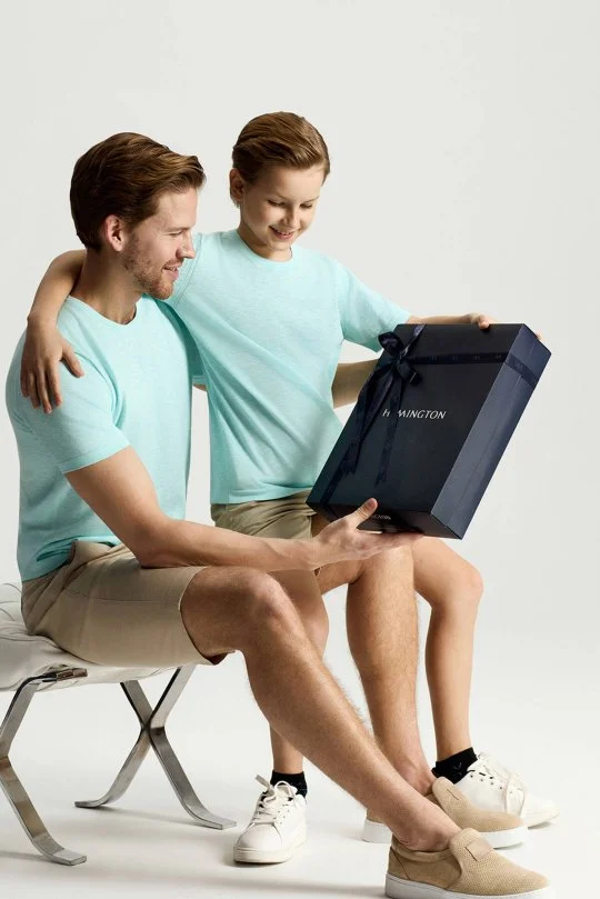 Saf Pamuk Bisiklet Yaka Açık Mavi Çocuk Triko T-Shirt