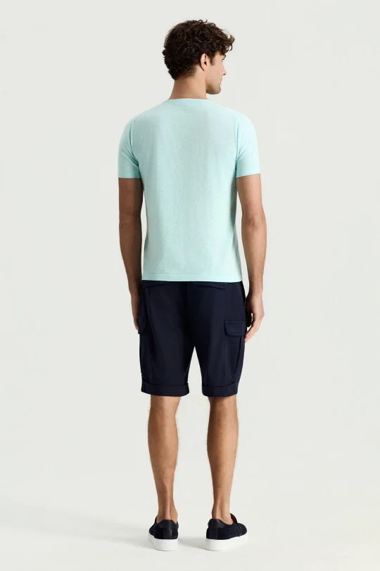 Hemington - Saf Pamuk Bisiklet Yaka Açık Mavi Triko T-Shirt (5)