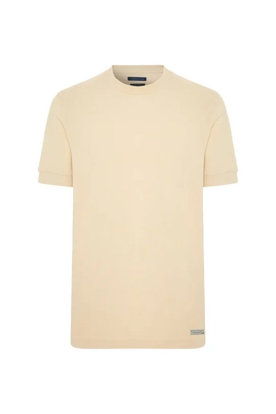 Hemington - Saf Pamuk Bisiklet Yaka Krem Basic T-Shirt (6)
