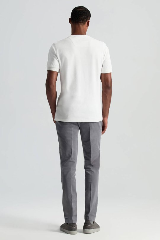 Saf Pamuk Bisiklet Yaka Beyaz Basic T-Shirt