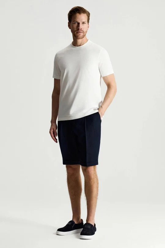 Saf Pamuk Bisiklet Yaka Beyaz T-Shirt