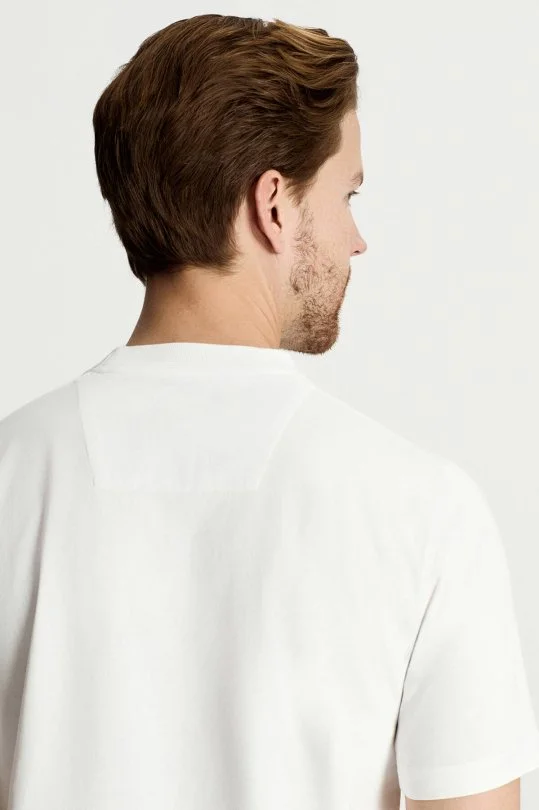 Saf Pamuk Bisiklet Yaka Beyaz T-Shirt