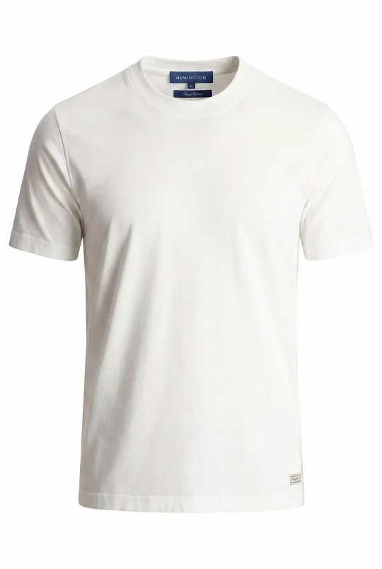 Hemington - Saf Pamuk Bisiklet Yaka Beyaz T-Shirt (6)