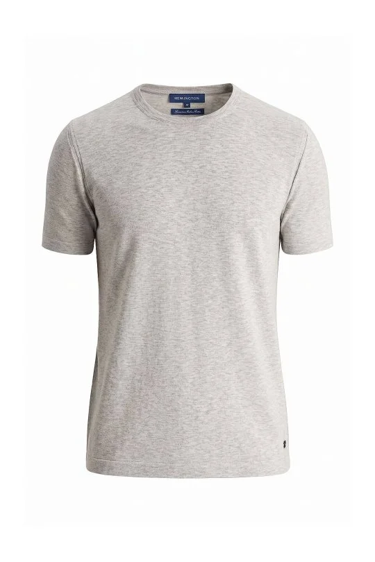 Hemington - Saf Pamuk Bisiklet Yaka Gri Triko T-Shirt (6)